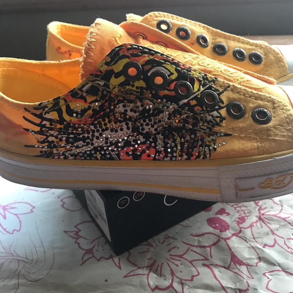 Ed Hardy Yellow/Orange Women Canvas Sneakers - Picture 6 of 14